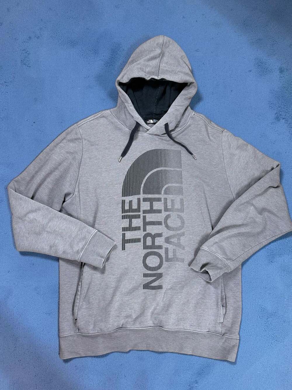 The North Face Men's Gray Pullover Hoodie Big Logo, Size XL